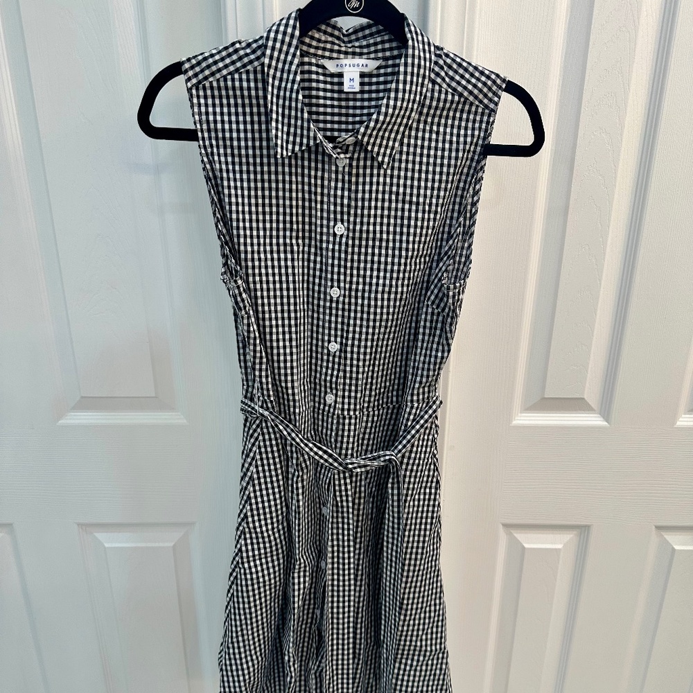 Popsugar Sleeveless Gingham Shirtwaist Dress